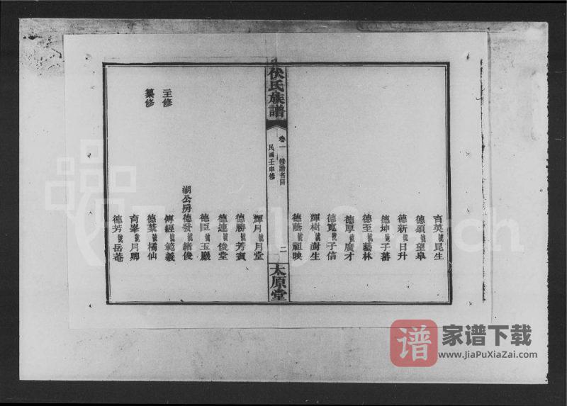 湖南汨罗伏氏族谱(太原堂)PDF高清电子版下载-家谱下载