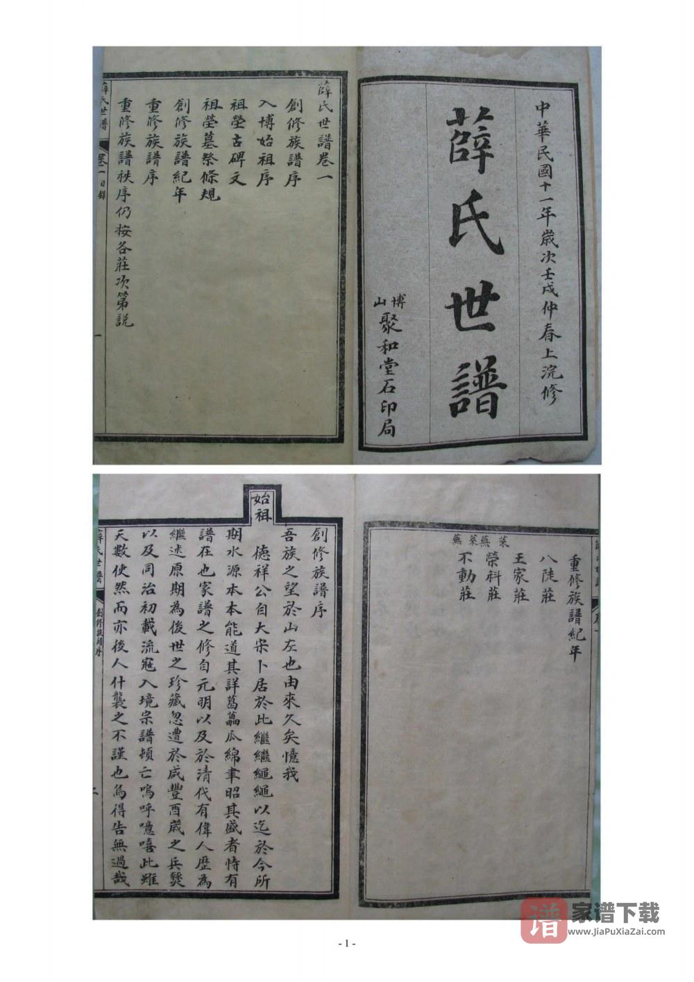 图片[1]-山东淄博博山区薛氏世谱PDF高清电子版下载-家谱下载