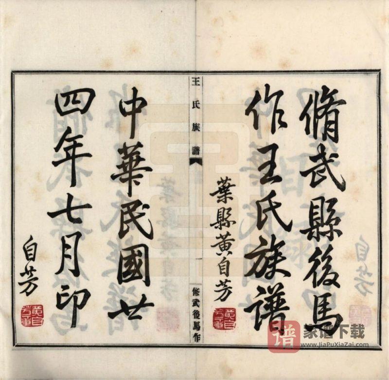 河南焦作修武后马作王氏族谱PDF高清电子版下载-家谱下载