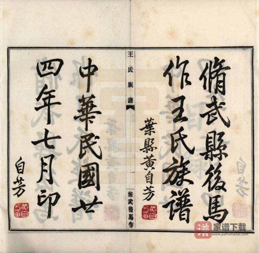 河南焦作修武后马作王氏族谱PDF高清电子版下载
