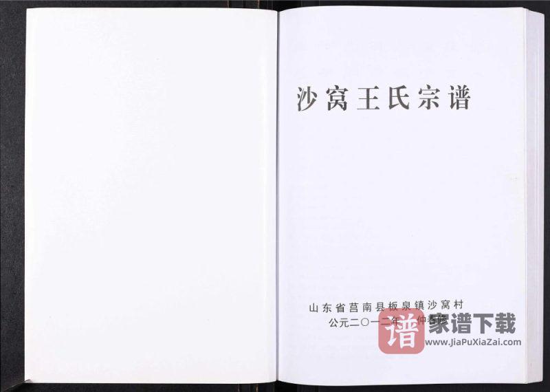 山东临沂莒南县沙窝王氏宗谱PDF高清电子版下载-家谱下载