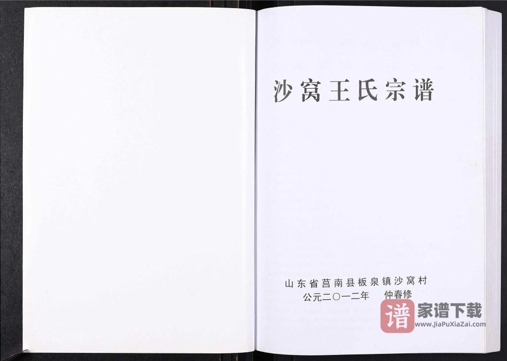 山东临沂莒南县沙窝王氏宗谱PDF高清电子版下载