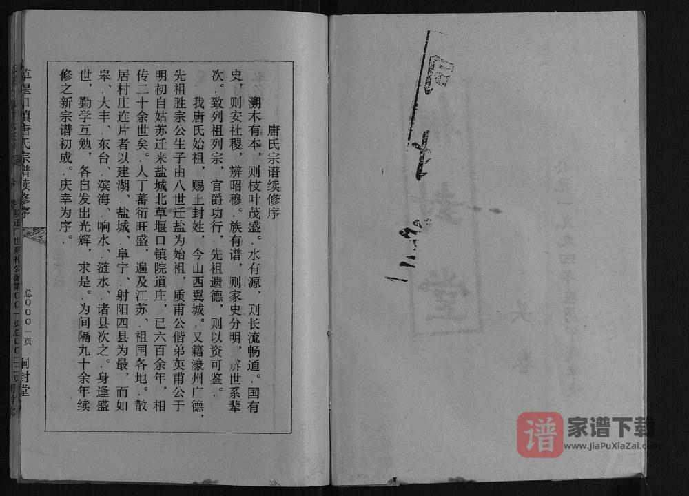 图片[2]-江苏盐城大丰区草堰口镇唐氏宗谱（桐封堂）PDF高清电子版下载-家谱下载