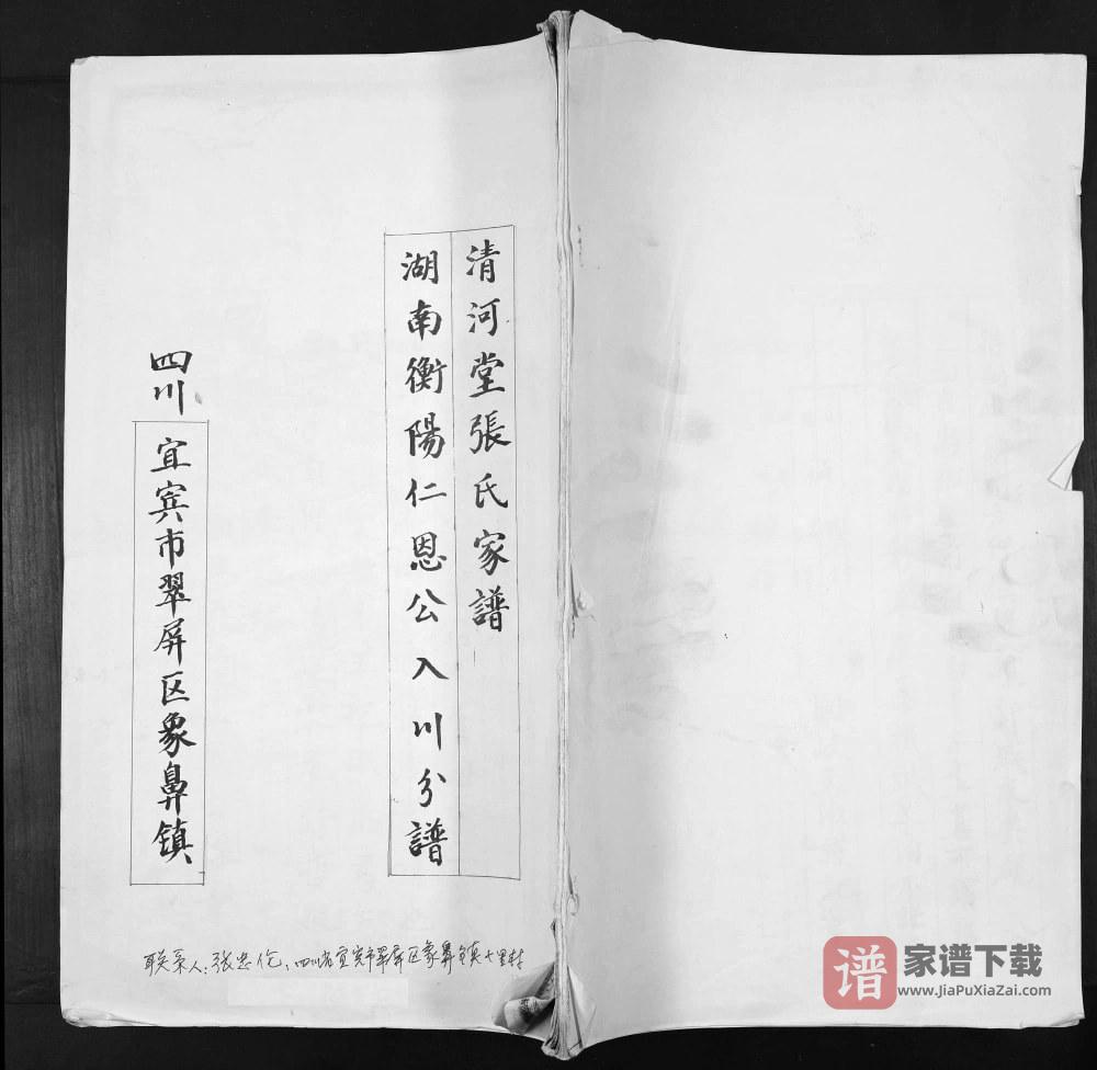 图片[1]-四川宜宾翠屏区张氏家谱湖南衡阳仁恩公入川分谱（清河堂）PDF高清电子版下载-家谱下载