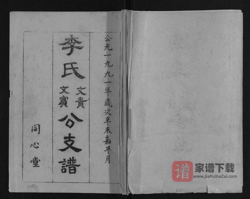 湖北孝感李氏文贵文宾公支谱（同心堂）PDF高清电子版下载-家谱下载
