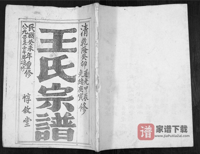 江苏盐城苏盐龙冈王氏王家巷一支族谱(惇叙堂)PDF高清电子版下载-家谱下载