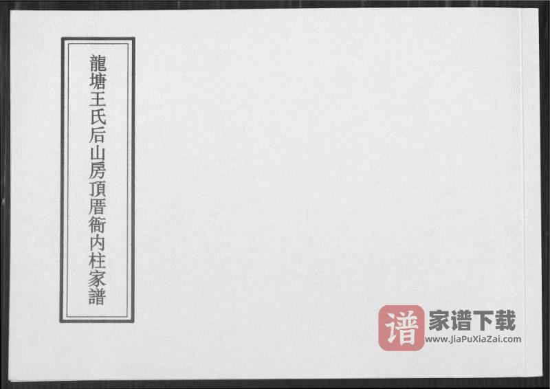 福建石狮市龙塘王氏后山房顶厝衙内柱家谱PDF高清电子版下载-家谱下载