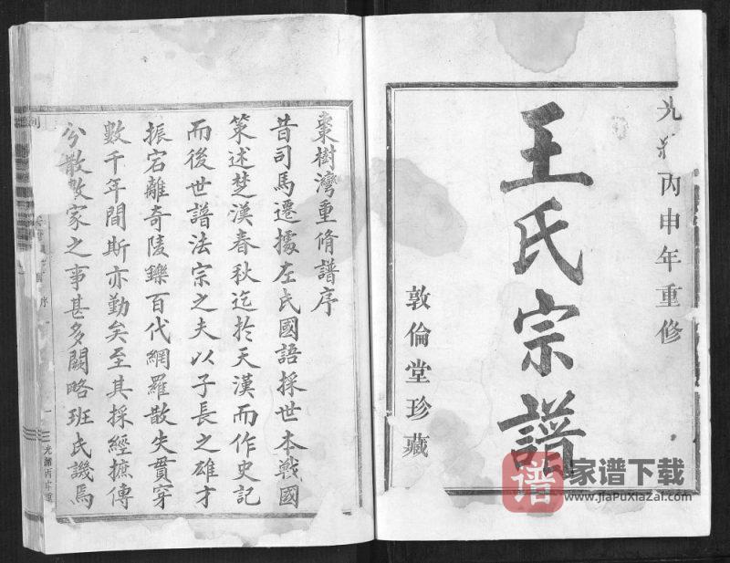 浙江嵊州剡北枣树湾王氏宗谱（敦伦堂）PDF高清电子版下载-家谱下载