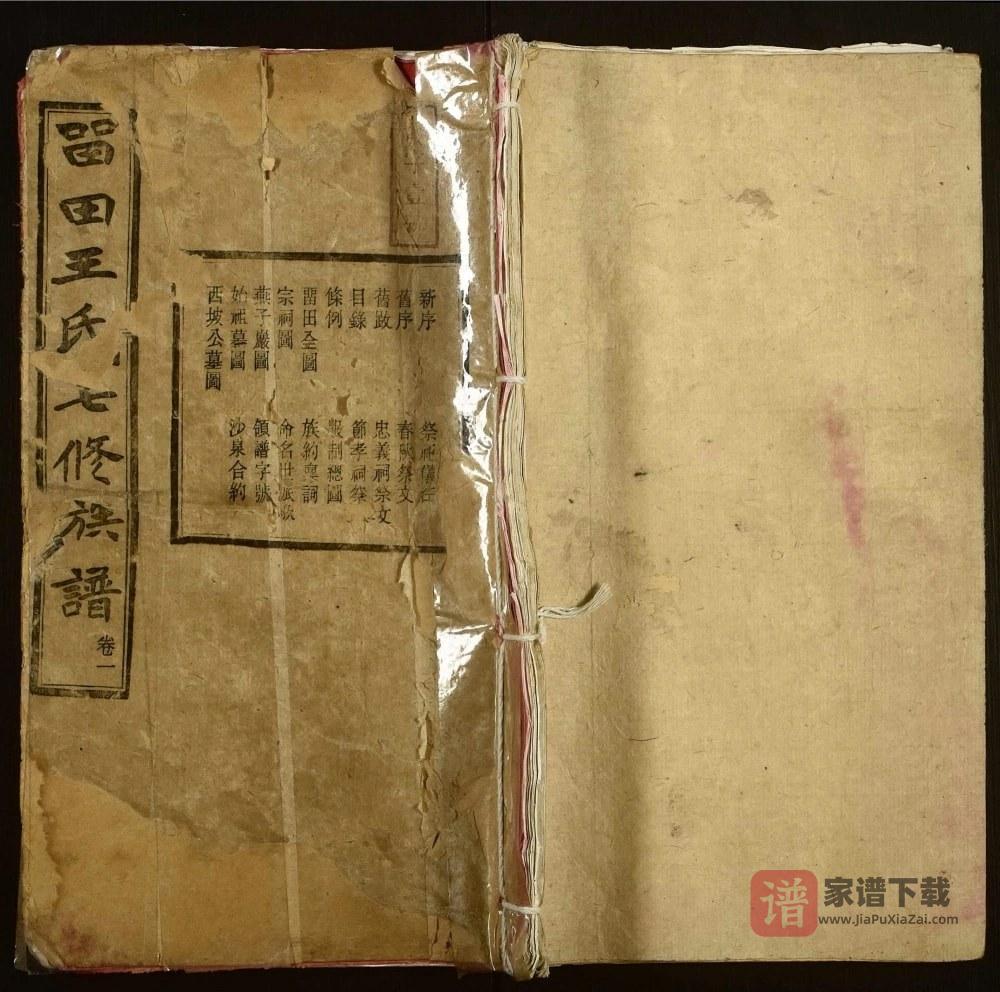 湖南湘潭中湘留田王氏七修族谱PDF高清电子版下载
