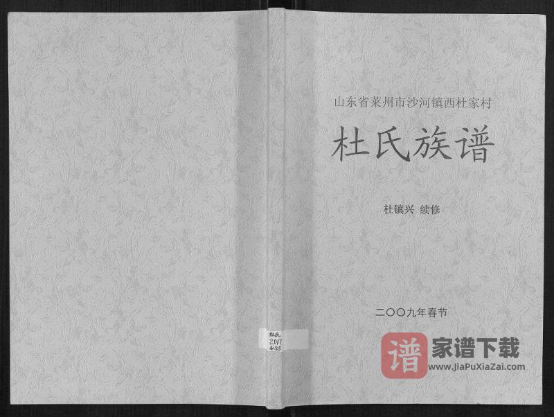 山东莱州沙河镇西杜家村杜氏族谱PDF高清电子版下载-家谱下载
