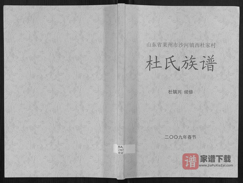 图片[1]-山东莱州沙河镇西杜家村杜氏族谱PDF高清电子版下载-家谱下载