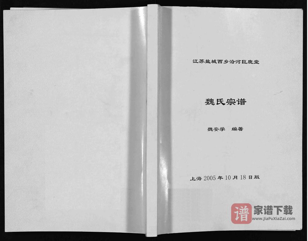 江苏盐城西乡沿河魏氏宗谱（巨鹿堂）PDF高清电子版下载