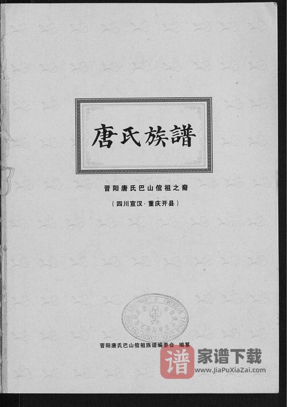 四川达州宣汉重庆开州区唐氏族谱PDF高清电子版下载-家谱下载