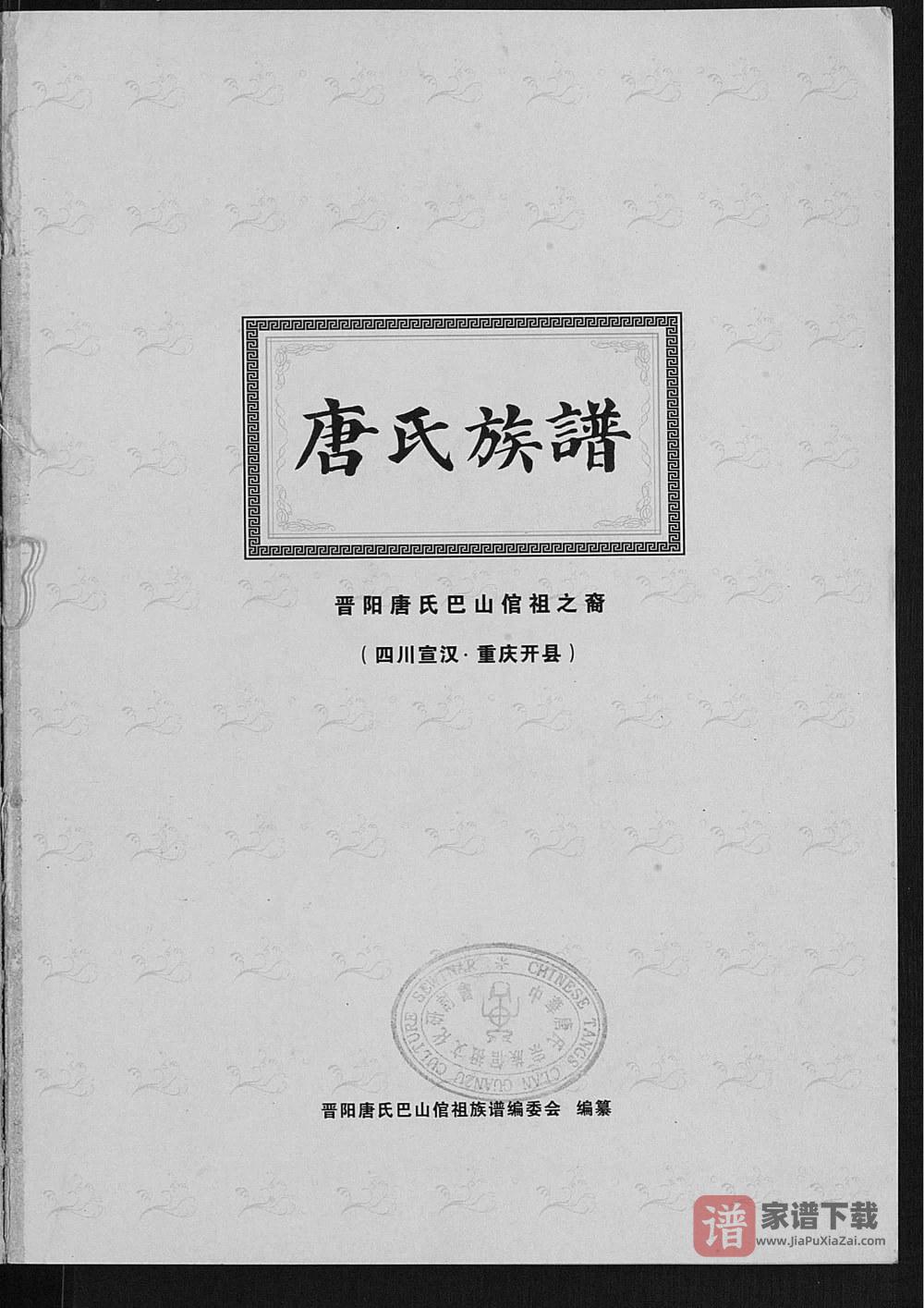 图片[1]-四川达州宣汉重庆开州区唐氏族谱PDF高清电子版下载-家谱下载