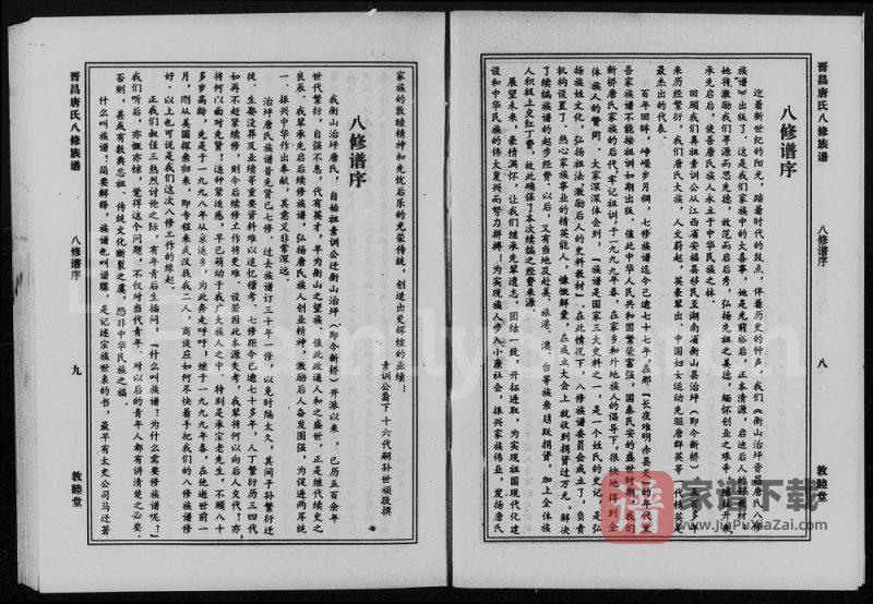 湖南衡阳衡山县治坪唐氏八修族谱PDF高清电子版下载-家谱下载