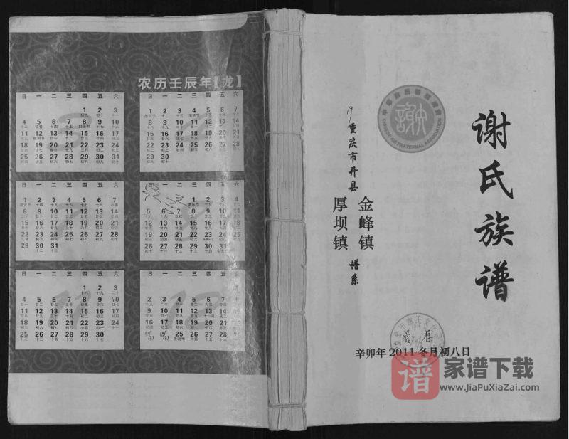 重庆开州区开县金峰厚坝谢氏族谱PDF高清电子版下载-家谱下载