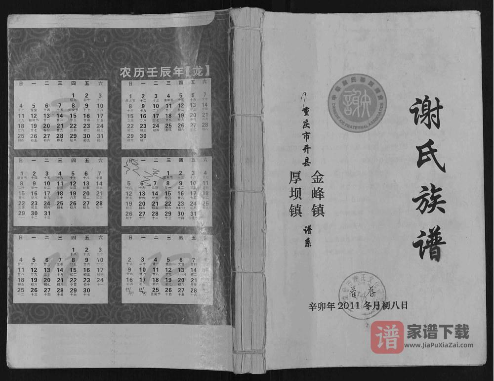 重庆开州区开县金峰厚坝谢氏族谱PDF高清电子版下载