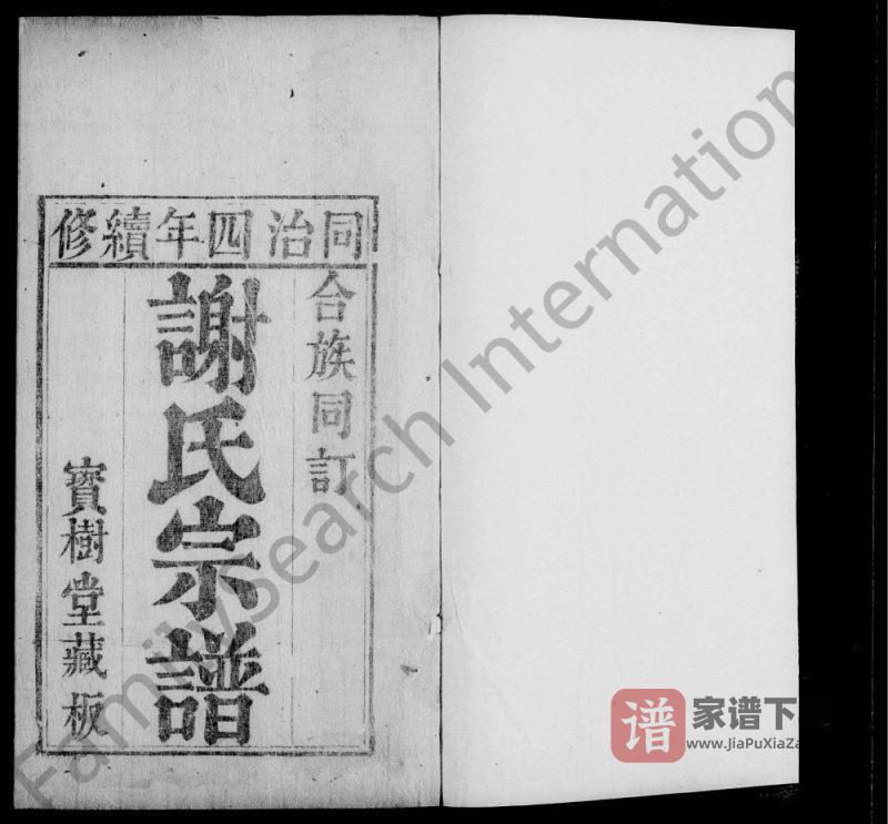 湖北黄冈吕阳村谢氏宗谱（宝树堂）PDF高清电子版下载-家谱下载