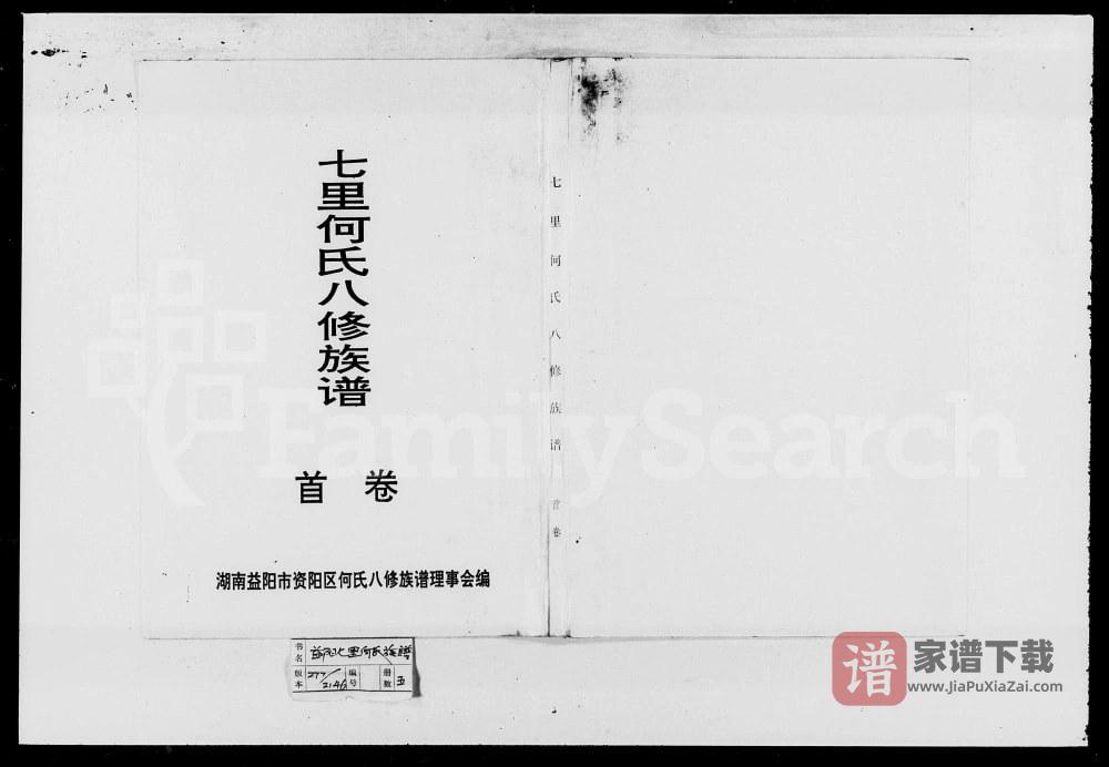 湖南益阳七里何氏八修族谱PDF高清电子版下载