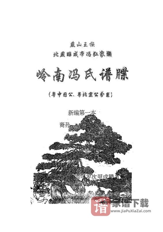 广东省燕山王族北燕昭成帝冯弘家族岭南冯氏谱牒PDF高清电子版下载-家谱下载