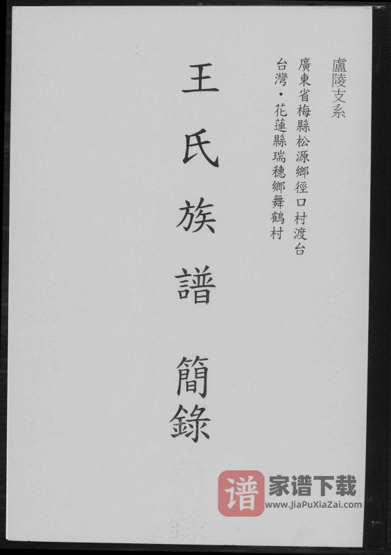 台湾花莲王氏族谱简录PDF高清电子版下载-家谱下载