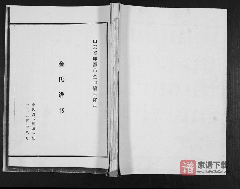 山东青岛即墨区金口镇古阡村金氏谱书PDF高清电子版下载