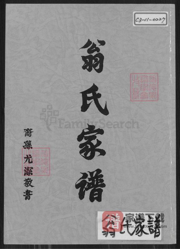 广东潮州饶平县翁氏家谱PDF高清电子版下载-家谱下载