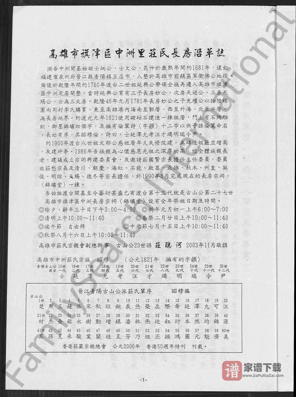 图片[2]-台湾高雄旗津区中洲里庄氏族谱（锦绣堂）PDF高清电子版下载-家谱下载