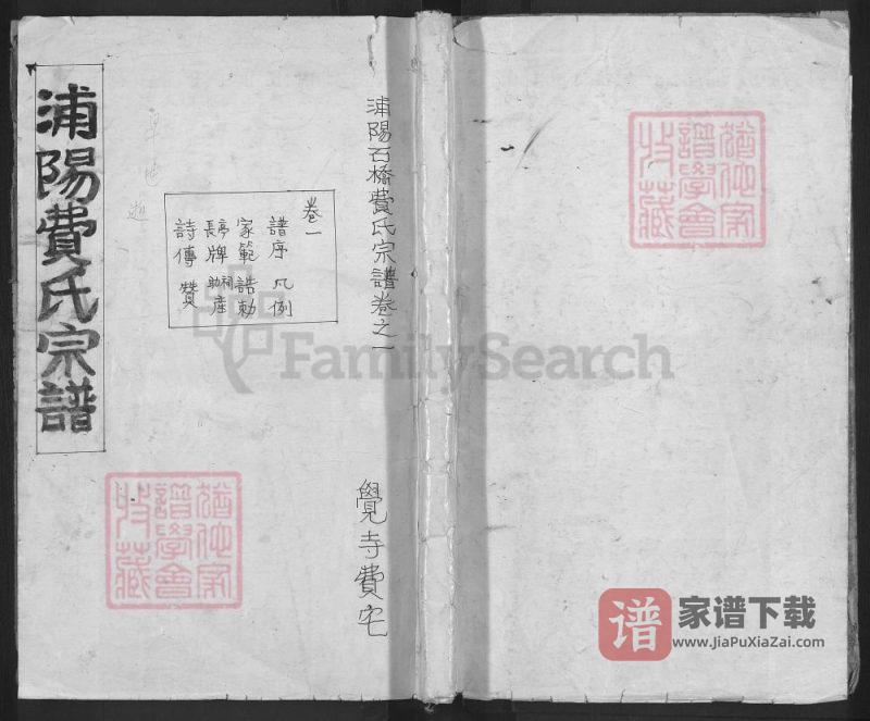 浙江金华浦江县浦阳石桥费氏宗谱PDF高清电子版下载-家谱下载