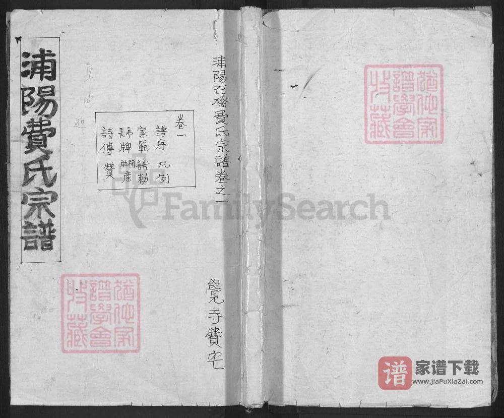 浙江金华浦江县浦阳石桥费氏宗谱PDF高清电子版下载