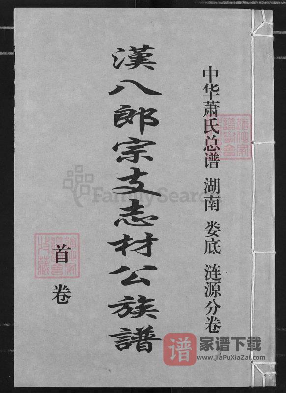 湖南涟源中华萧(肖)氏总谱汉八郎宗支志材公族谱(经术堂)PDF高清电子版下载-家谱下载