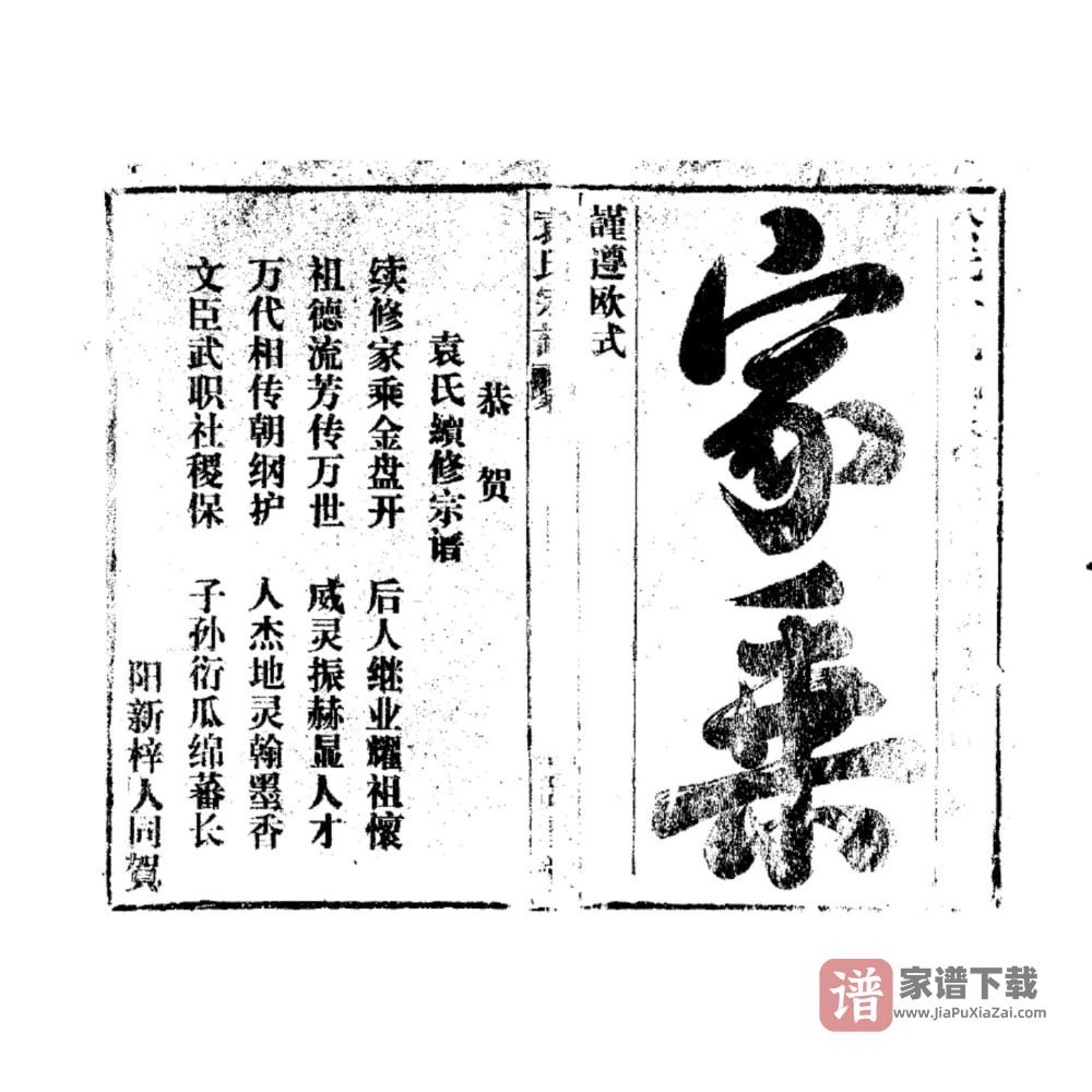 图片[1]-湖北黄石阳新县袁氏宗谱（卧雪堂）PDF高清电子版下载-家谱下载