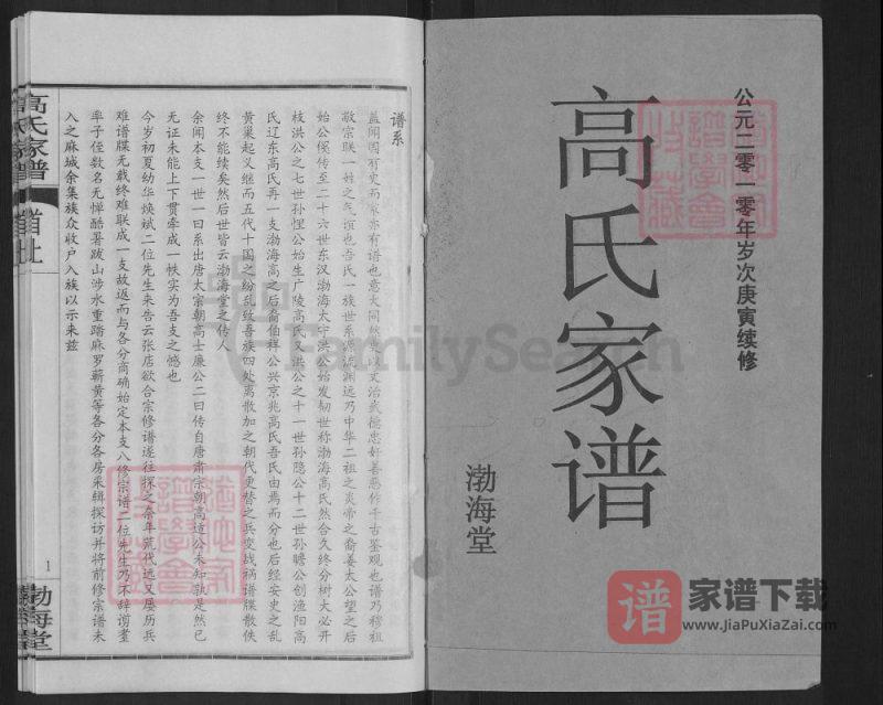 湖北黄冈蕲春县高氏家谱(渤海堂)PDF高清电子版下载-家谱下载
