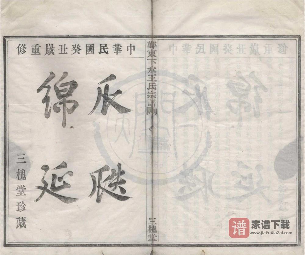 图片[1]-浙江宁波鄞东下水王氏宗谱（三槐堂）PDF高清电子版下载-家谱下载