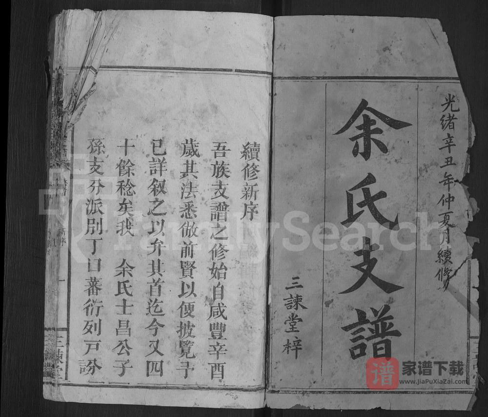 图片[1]-江西万载桃源余氏支谱（三谏堂）PDF高清电子版下载-家谱下载