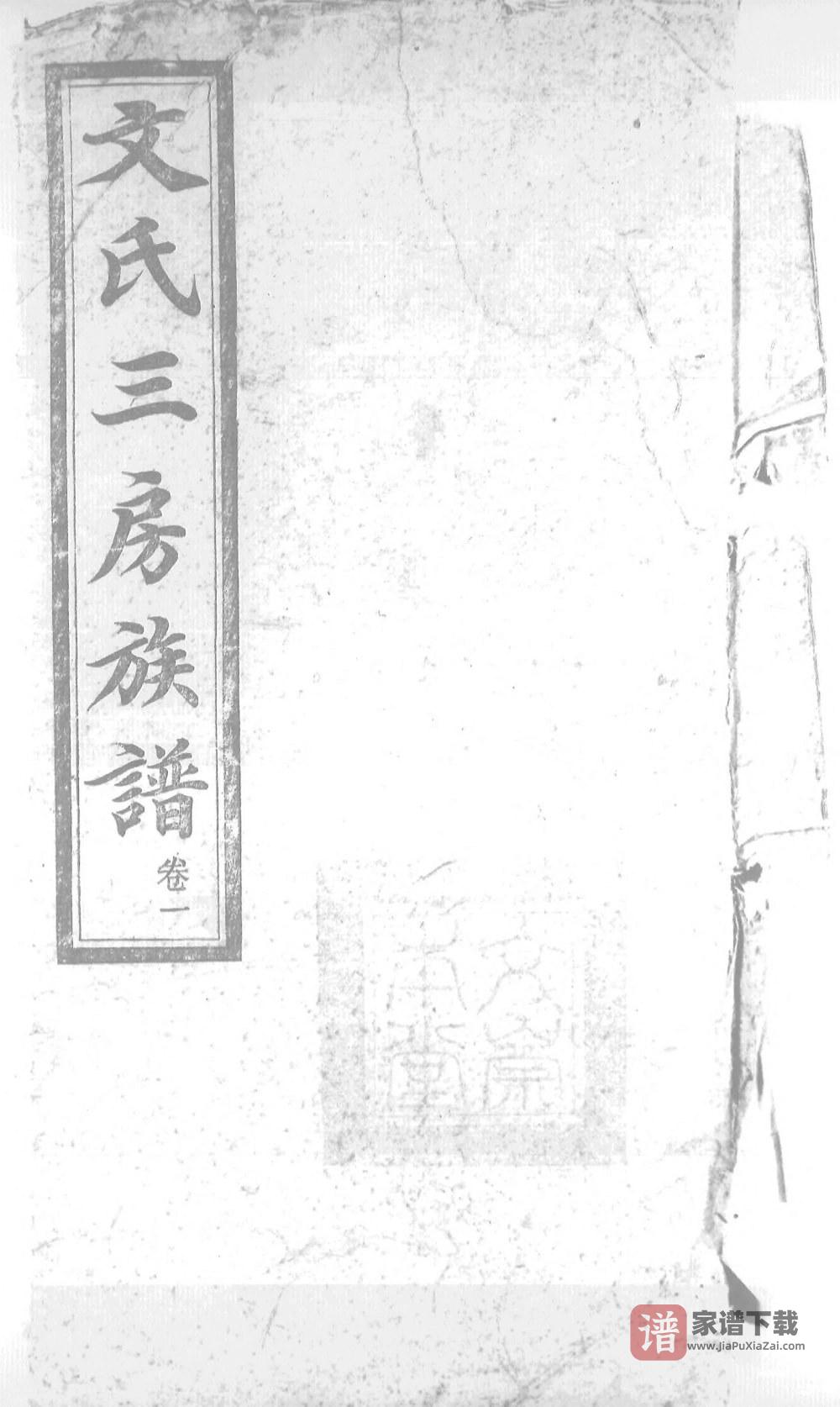 图片[1]-湖南长沙文氏三房族谱（崇本堂）PDF高清电子版下载-家谱下载