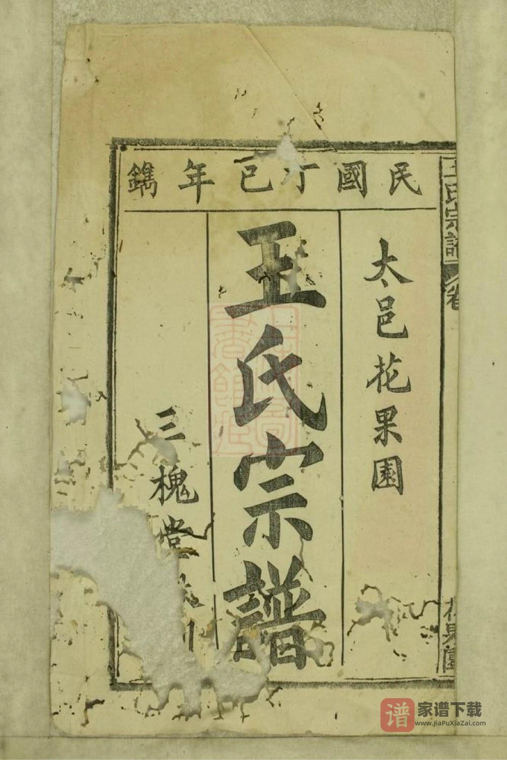 图片[2]-安徽安庆太湖县太邑花果园王氏宗谱（三槐堂）PDF高清电子版下载-家谱下载