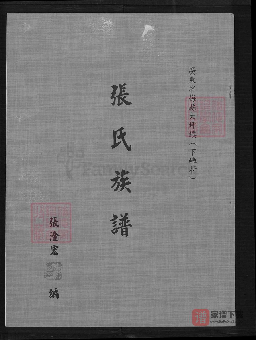 广东梅州梅县大坪镇下嶂村张氏族谱PDF高清电子版下载