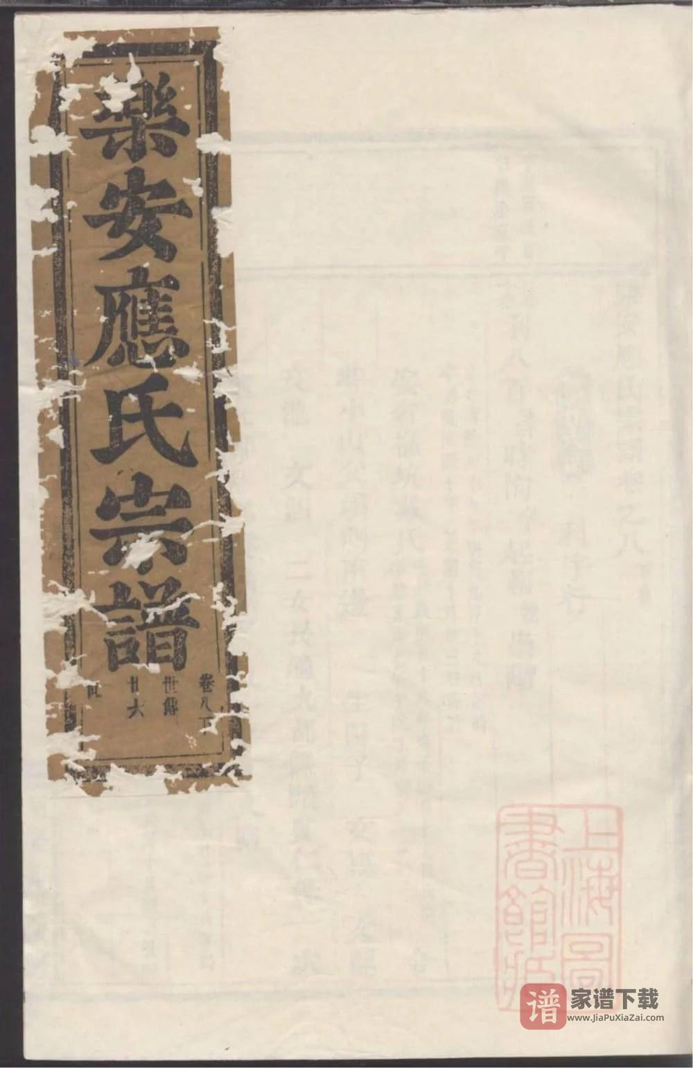 图片[1]-浙江台州仙居县乐安应氏宗谱PDF高清电子版下载-家谱下载