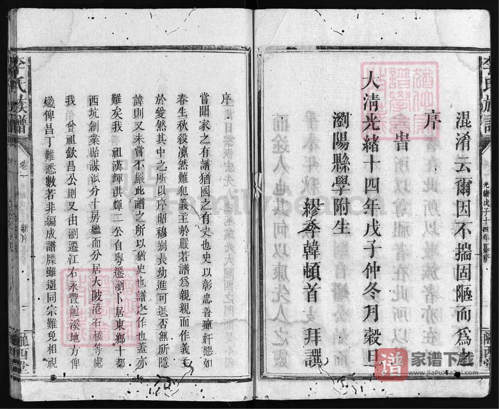 图片[1]-湖南浏阳李氏族谱（陇西堂，光绪14年本）PDF高清电子版下载-家谱下载