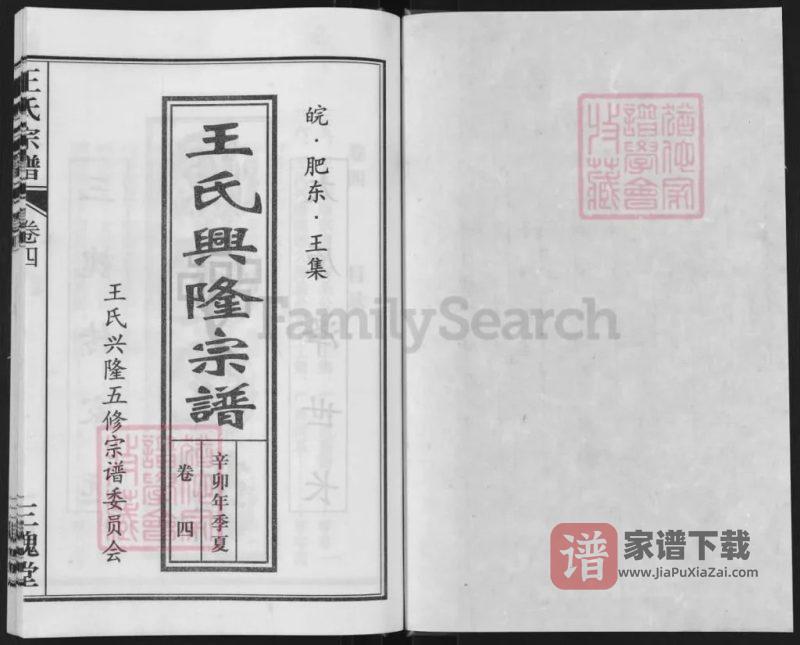 安徽合肥肥东王集王氏兴隆宗谱（三槐堂）PDF高清电子版下载-家谱下载