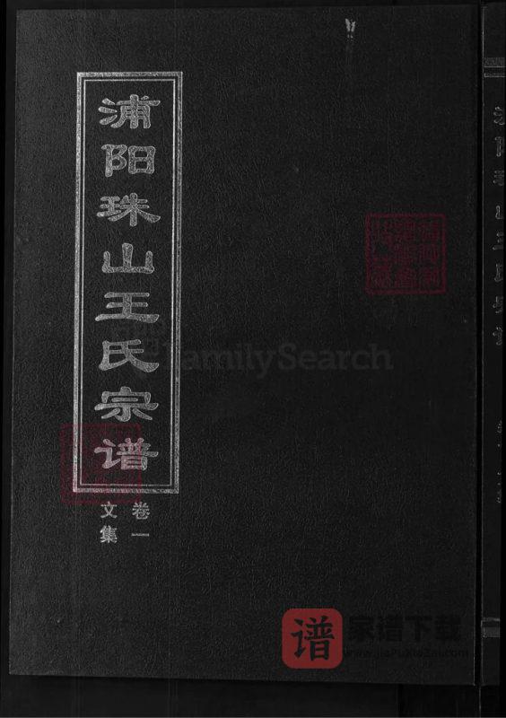 浙江金华浦江县浦阳珠山王氏宗谱PDF高清电子版下载-家谱下载