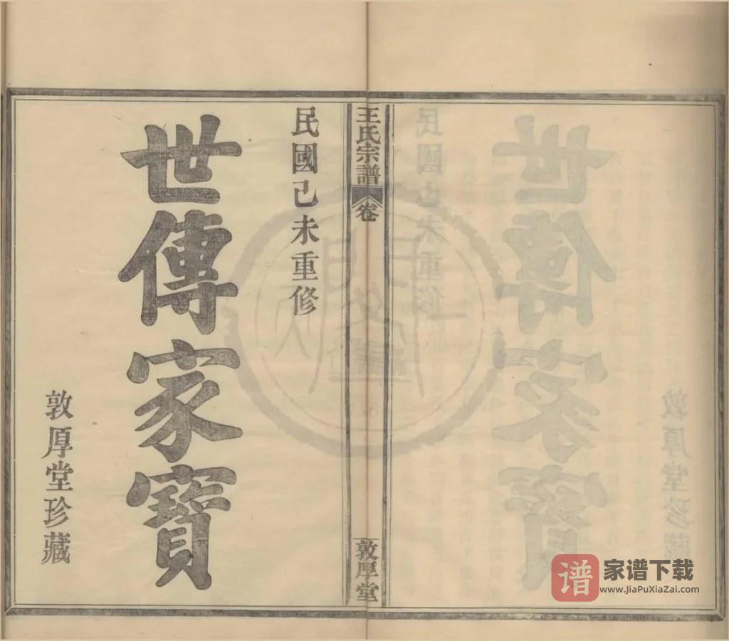 图片[1]-浙江宁波桃源王氏宗谱（敦厚堂）PDF高清电子版下载-家谱下载