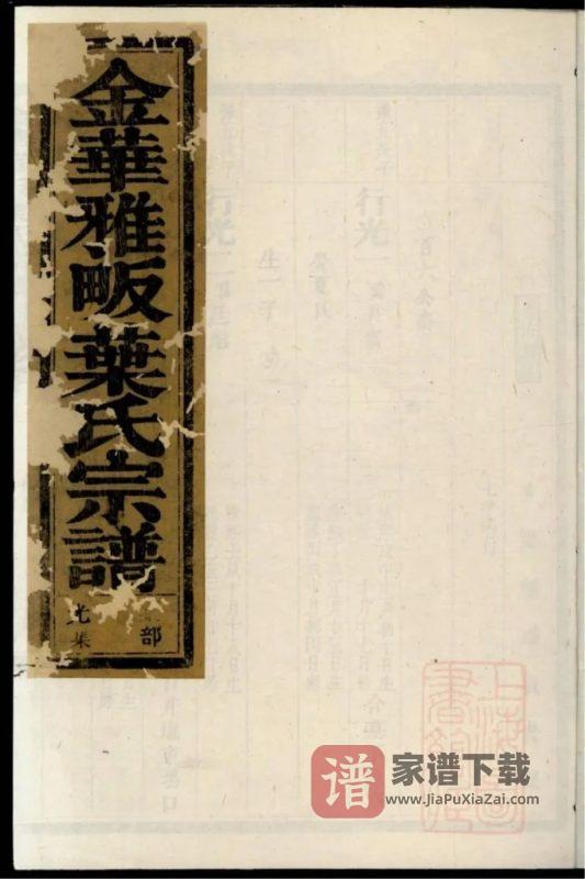 浙江金华雅畈叶氏宗谱PDF高清电子版下载-家谱下载