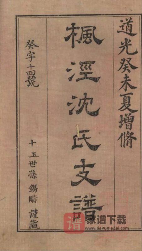 上海金山枫泾沈氏支谱（敦叙堂）PDF高清电子版下载-家谱下载