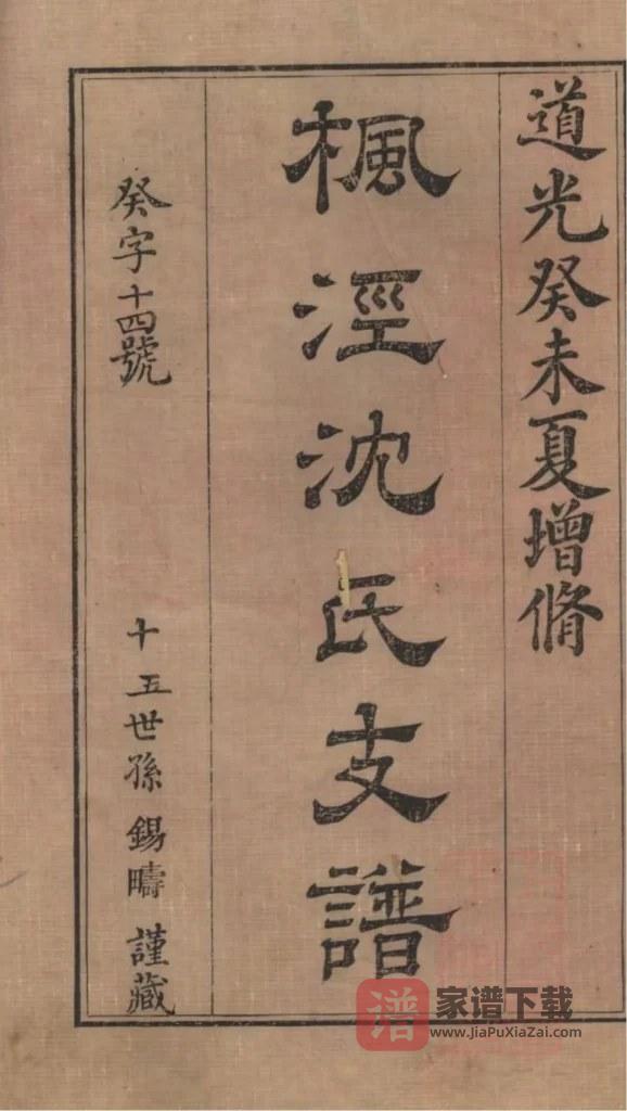 图片[1]-上海金山枫泾沈氏支谱（敦叙堂）PDF高清电子版下载-家谱下载
