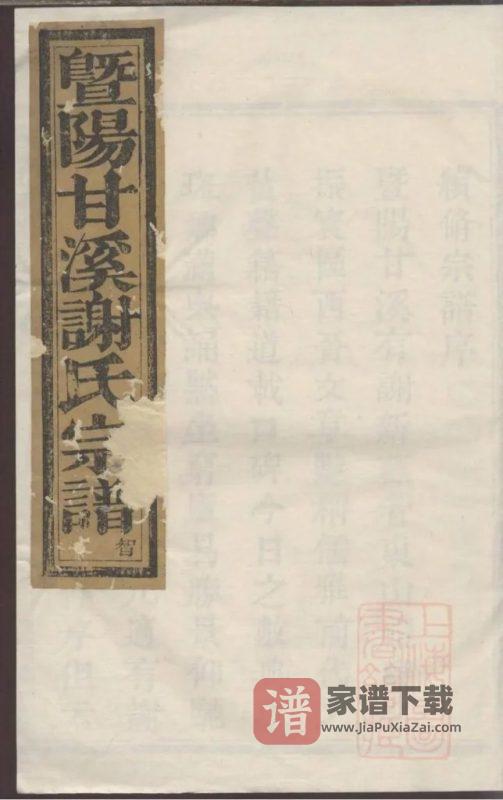 浙江诸暨暨阳甘溪谢氏宗谱（新燕堂）PDF高清电子版下载-家谱下载