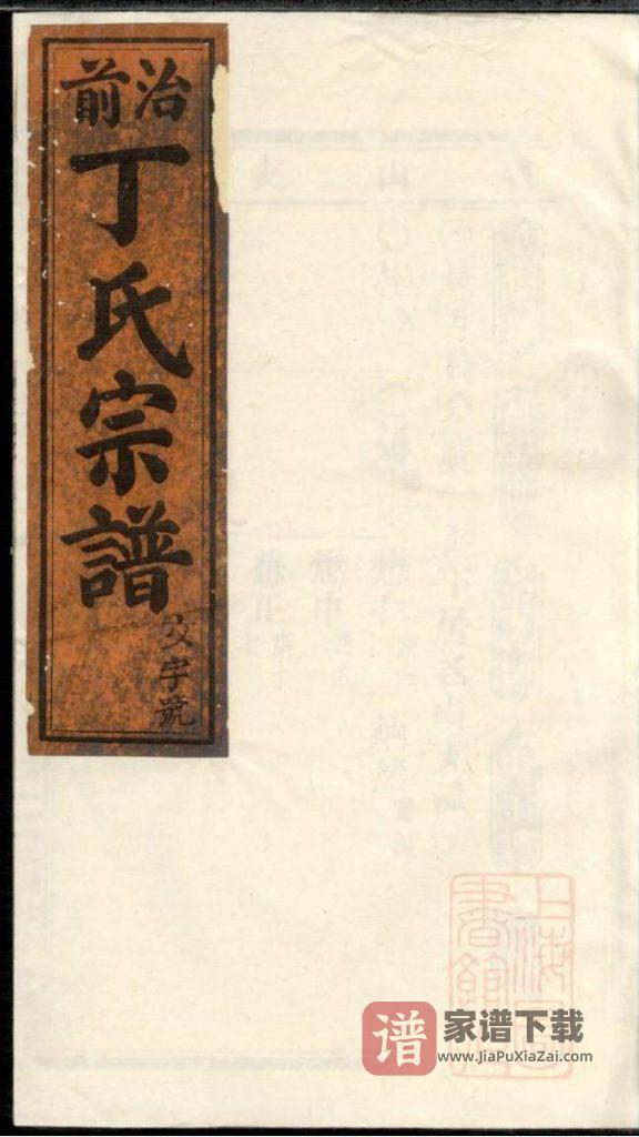 图片[1]-浙江缙云丁氏重修宗谱（治前丁氏宗谱，光绪15年）PDF高清电子版下载-家谱下载